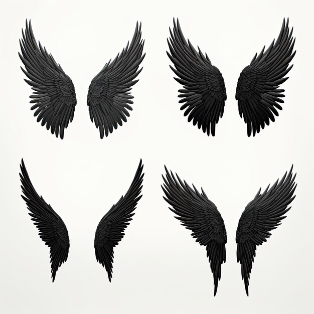 set of black wings on a white background