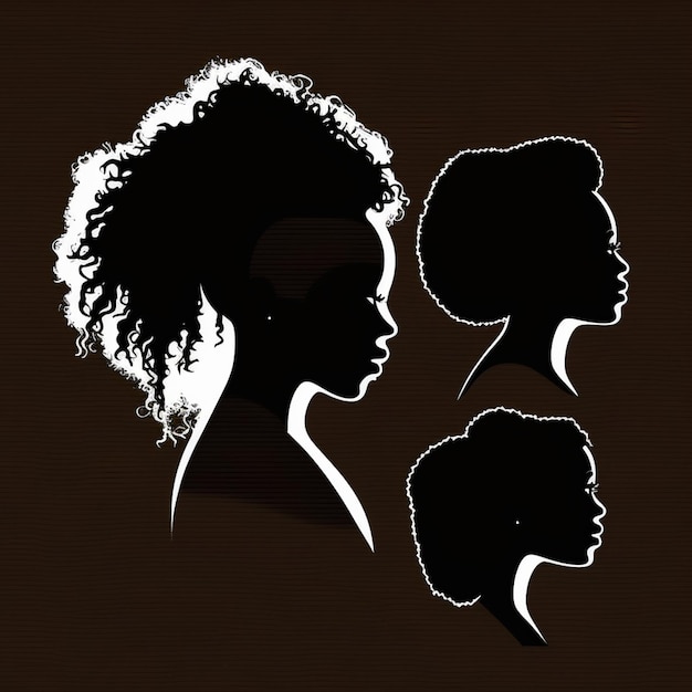 Set of Black Women Silhouettes on a white background