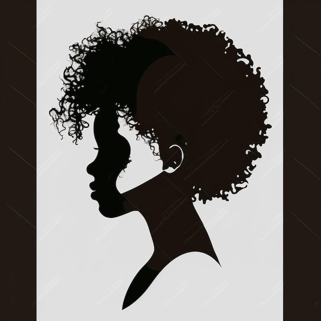 Photo set of black women silhouettes on a white background