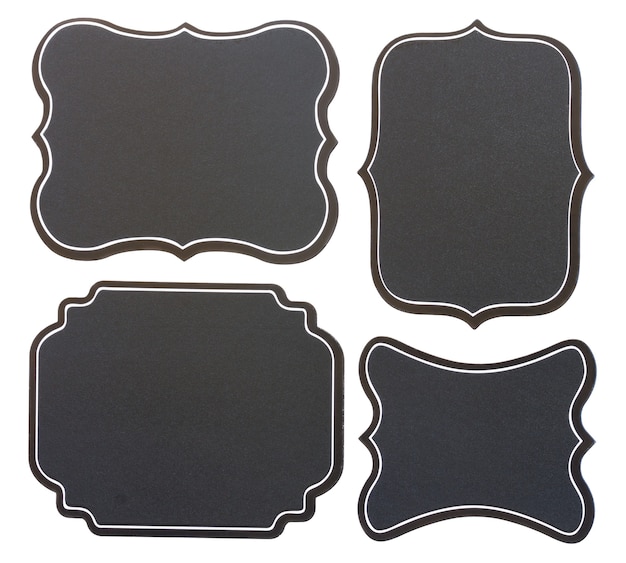 Foto set di tag vintage bordo nero vuoto isolato su priorità bassa bianca