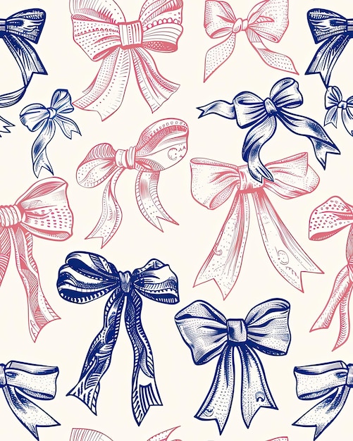 Photo a set of blue and red bows with bows and bows