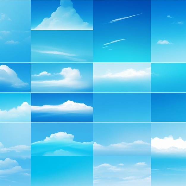 Набор комбинаций градиентов оттенков голубого неба