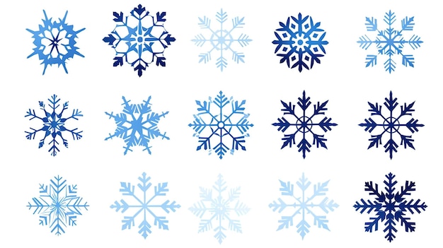 set of blue snowflakes for the background