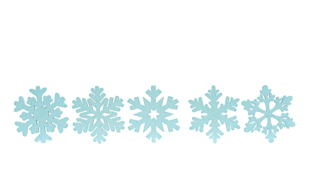 Set of blue snowflakes isolated on white background