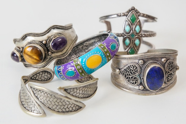 a set of bracelets in ethnic style