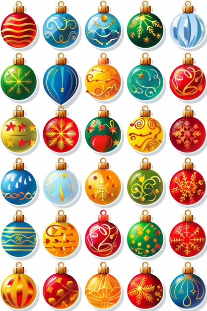 Set of bright christmas ornament