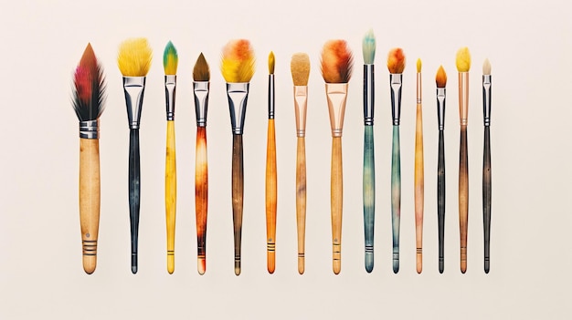 a set of brushes with different colors and colors.