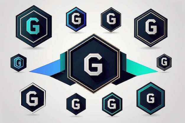 Foto set bundle di monogramma tecnologia di progettazione del logo lettera iniziale g combinata