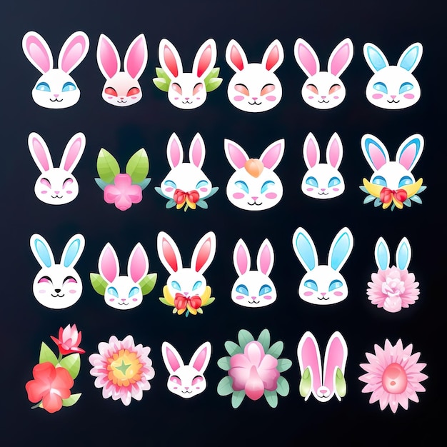 Set bunny rabbit white ears