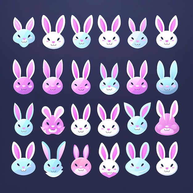 Set bunny rabbit white ears