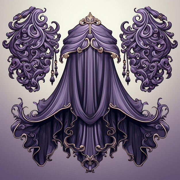 Photo set of cape outfit item baroque design drape magic amplification it 2d asset design clipart flat