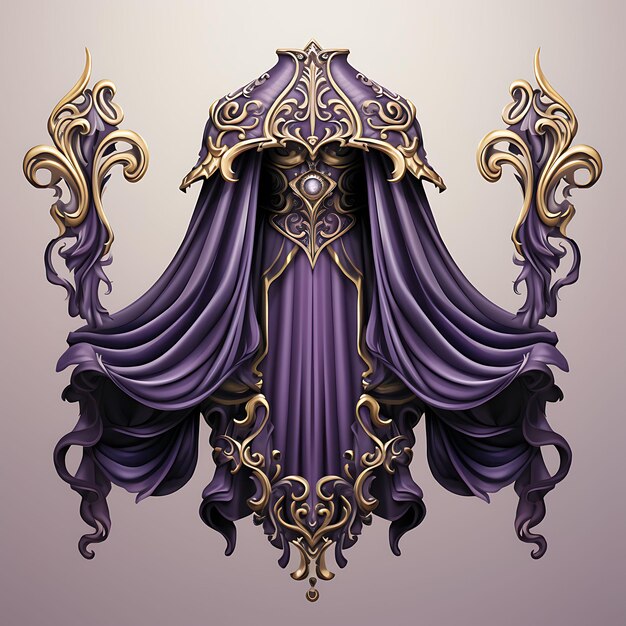 Set of Cape Outfit Item Baroque Design Drape Magic Amplification It 2D Asset Design Clipart Flat