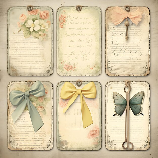 Set di frasi affascinanti faded floral paper distressed wood frame 2d clipart frame design asset