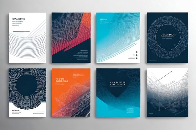 Photo set of cards with blend liqud colors futuristic abstract design usable for banners covers layout and