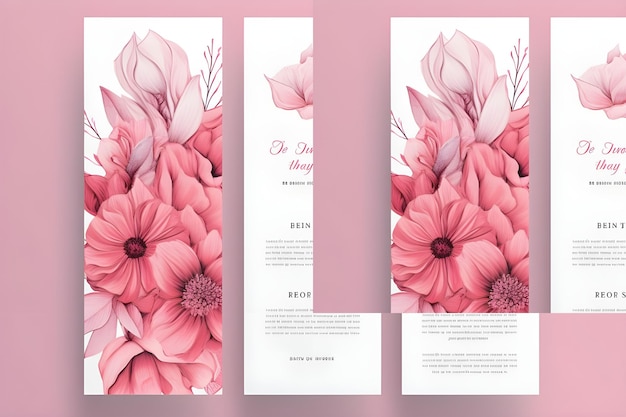 a set of cards with pink flowers on them