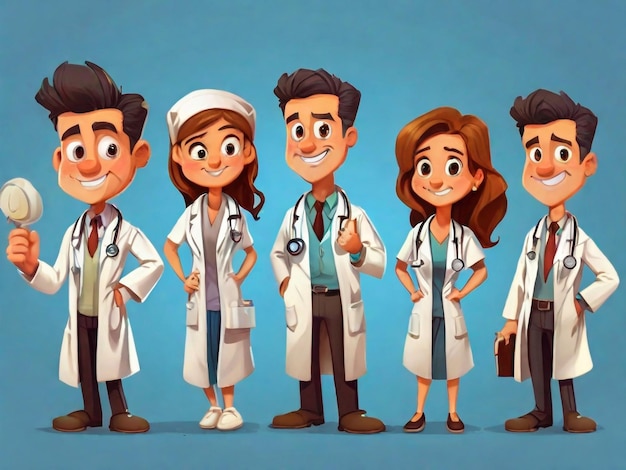 Set of Cartoon character Doctor design Vector Illustration Set Isolated Healthcare concept Flat vector illustration Doctors hospital