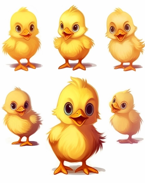 A set of cartoon chicken illustrations