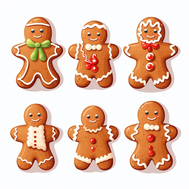 Set Of Cartoon Gingerbread Cookies