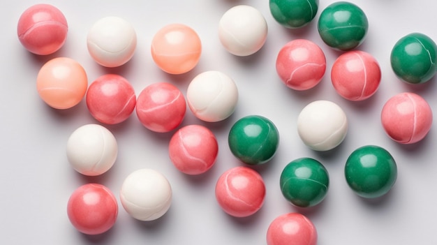 Set of chewing gum on white background Top down view