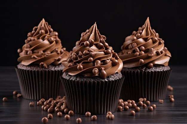 set of chocolate cupcakes