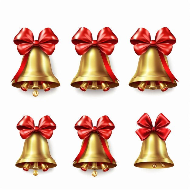 set of christmas bells isolated on white