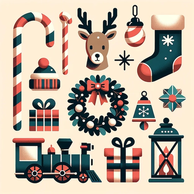 Set of Christmas decorations Illustration