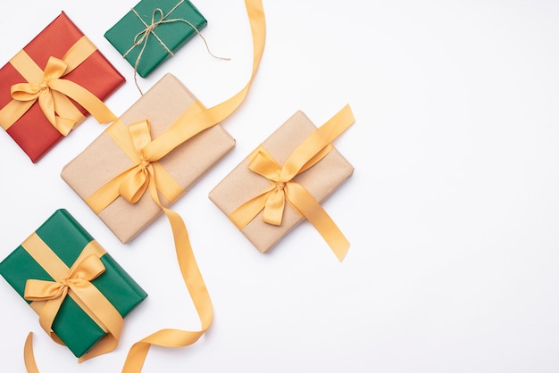 set of christmas gifts on white background