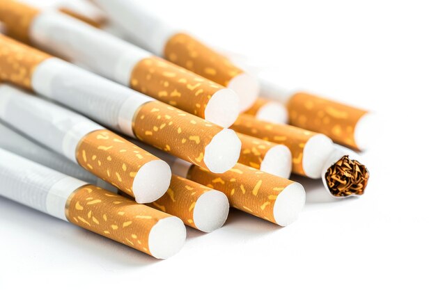 Photo set of cigarettes isolated on white background