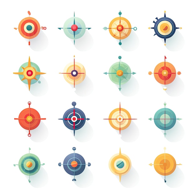 Set of city map navigation icons in flat style Vector illustration