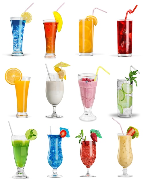 Set of classic alcohol cocktails