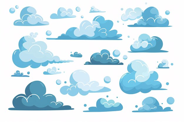Photo a set of clouds in different shapes