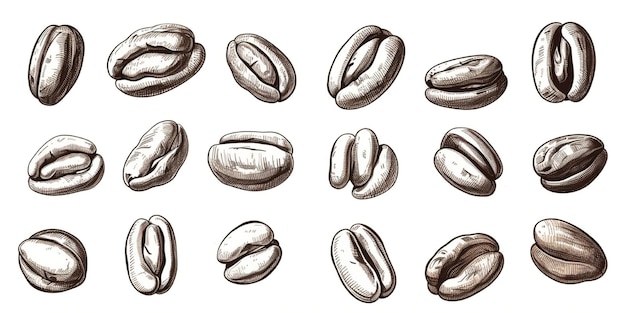 Photo set of coffee beans illustration