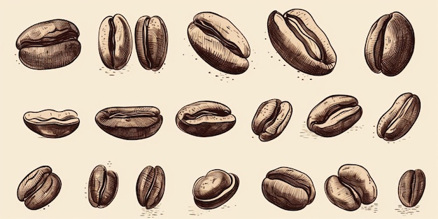 set of coffee beans illustration