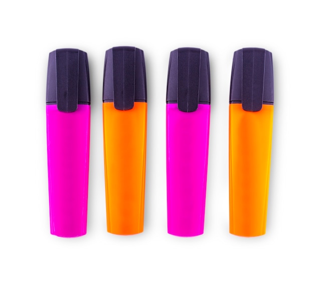 Set of colored markers for business on a white background.