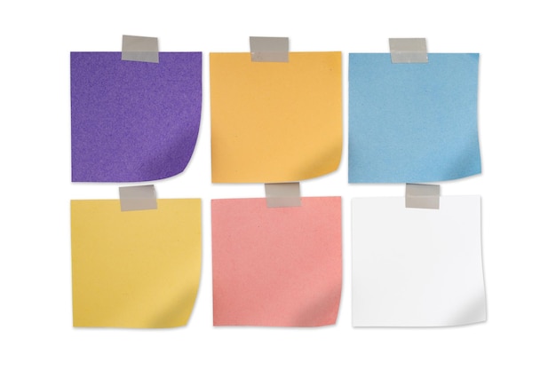 Photo set of colored notepaper sheets