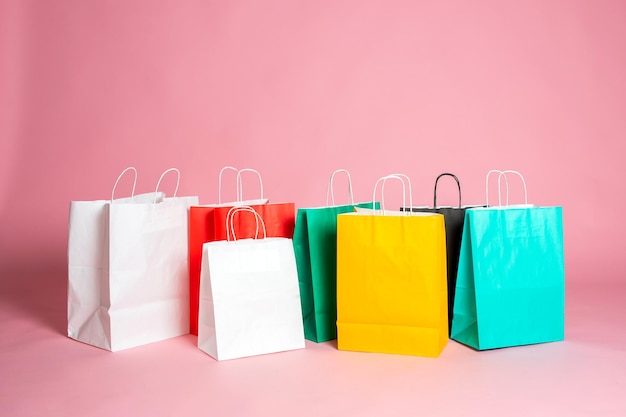 A set of colored paper bags