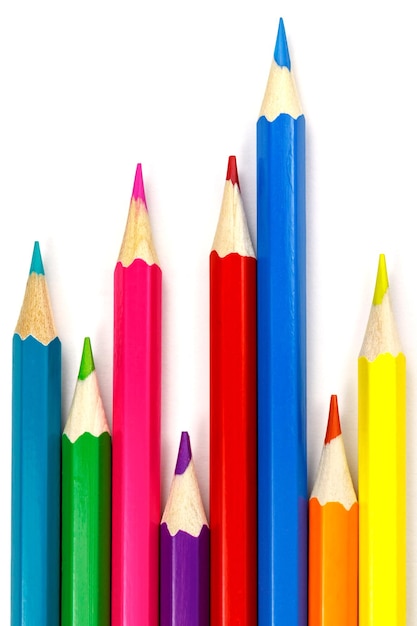 Set di matite colorate su bianco