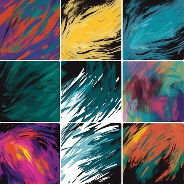 A set of colorful backgrounds with a brush strokes.