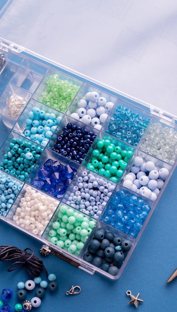 Set of colorful beads and accessories for making jewelry bracelets of beads and necklaces diy