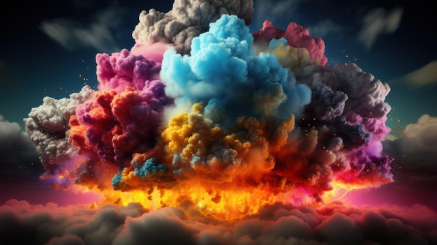 写真 カラフルな雲の爆発ゲーム効果を設定 ガス爆発の孤立した煙要素