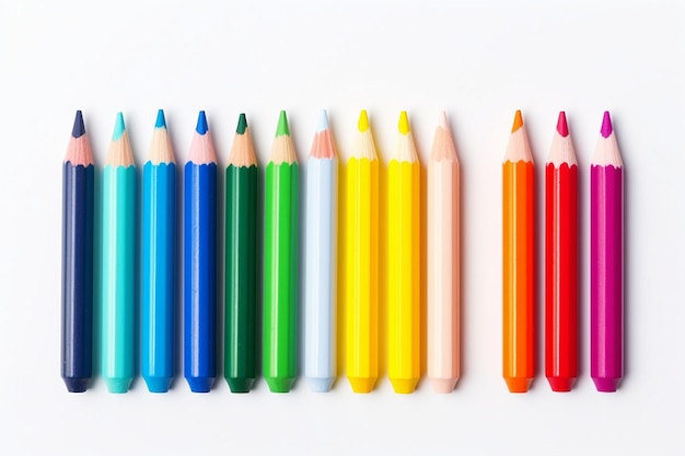 A Set of Colorful Crayons on a White Background