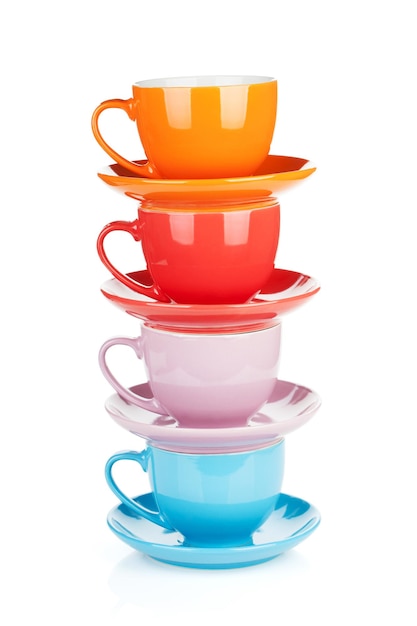 Set of colorful cups