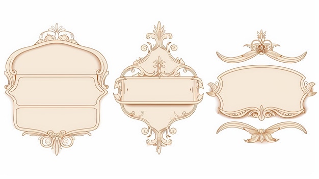 A set of colorful designs in European classic style on an isolated white background Illustration