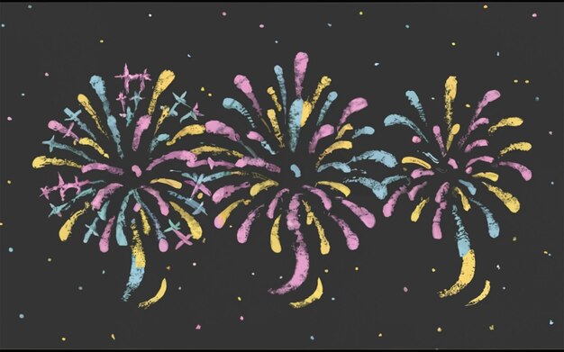 Photo set of colorful fireworks celebration