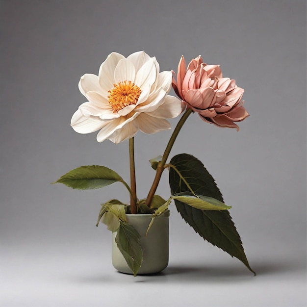 set of colorful flowers on white background