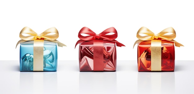 Set of colorful gift boxes with ribbons for Christmas holidays or commercial event Generated AI