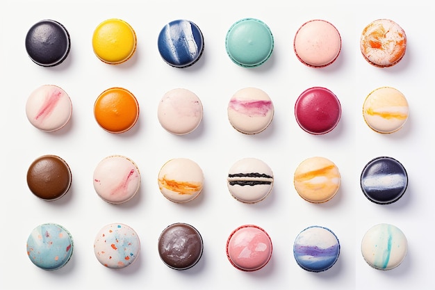 Set of colorful macarons vector on white isolated background