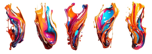 Set of colorful paint 3d splash Isolated element on the transparent background