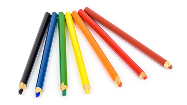 Set of colorful pencils on white background