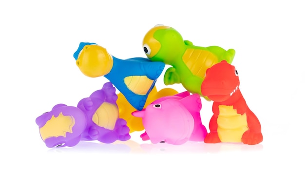 set of colorful rubber-dolls animal isolated on white background.